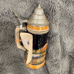 Avon Multicolor Ceramic Stein with Ornate Lid